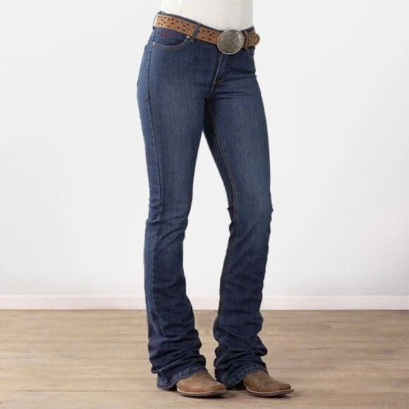Kimes Ranch Chloe High Rise Flare Leg Jeans Dark Wash Western Denim Size 10/30